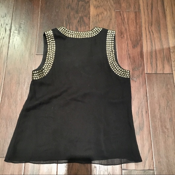 ❤️Alice + Olivia Studded Black Gold Silk Blouse M - Picture 3 of 4